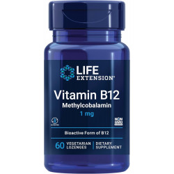 Life Extension Вітамін B12 Метилкобаламін 1 мг – добавка вітаміну B для здоров’я мозку та пізнання – Вегетаріанські льодяники розчиняються у роті – Без глютену, без ГМО, вегетаріанські – 60 штук