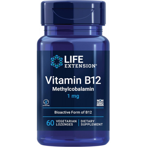 Life Extension Вітамін B12 Метилкобаламін 1 мг – добавка вітаміну B для здоров’я мозку та пізнання – Вегетаріанські льодяники розчиняються у роті – Без глютену, без ГМО, вегетаріанські – 60 штук Life Extension Вітамін B12 Метилкобаламін 1 мг – добавка вітаміну B для здоров’я мозку та пізнання – Вегетаріанські льодяники розчиняються у роті – Без глютену, без ГМО, вегетаріанські – 60 штук