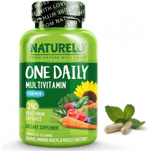 NATURELO Mens Multivitamins - Мультивітаміни для чоловіків один день на день з вітамінами, мінералами та органічними повноцінними продуктами, заряд енергії та здоров’я, без ГМО, 240 вегетаріанських капсул NATURELO Mens Multivitamins - Мультивітаміни для чоловіків один день на день з вітамінами, мінералами та органічними повноцінними продуктами, заряд енергії та здоров’я, без ГМО, 240 вегетаріанських капсул