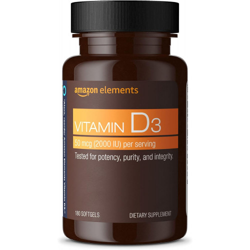 Вітамін D3 Amazon Elements, 2000 МО, 180 м’яких капсул, 6 місяців (упаковка може відрізнятися), підтримує міцність кісток та здоров’я імунітету Вітамін D3 Amazon Elements, 2000 МО, 180 м’яких капсул, 6 місяців (упаковка може відрізнятися), підтримує міцність кісток та здоров’я імунітету
