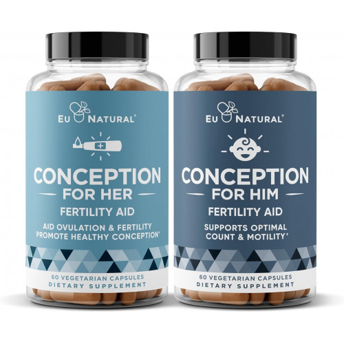 Eu Natural Conception Fertility for Her & Him Bundle – Комбінація добавок для підвищення фертильності для жінок і чоловіків – пренатальні вітаміни – сприяють гормональному балансу, стабільності циклу, сприяють овуляції – 120 шт. Eu Natural Conception Fertility for Her & Him Bundle – Комбінація добавок для підвищення фертильності для жінок і чоловіків – пренатальні вітаміни – сприяють гормональному балансу, стабільності циклу, сприяють овуляції – 120 шт.
