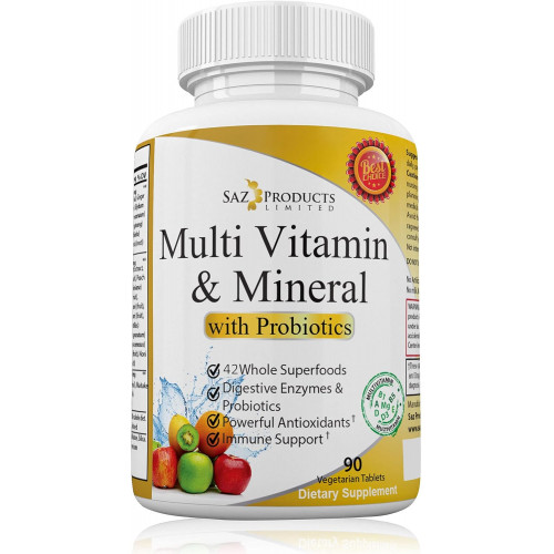 Whole Foods Multivitamin for Women & Men with Probiotics - Пробіотична вітамінна та мінеральна добавка з вітаміном A, B-комплексом, C, D3 і цинком - 90 таблеток Whole Foods Multivitamin for Women & Men with Probiotics - Пробіотична вітамінна та мінеральна добавка з вітаміном A, B-комплексом, C, D3 і цинком - 90 таблеток