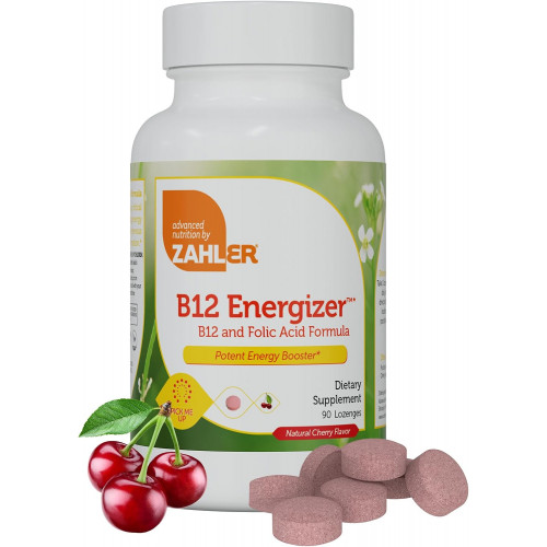 Zahler Energizer - добавка фолієвої кислоти та B12 - швидкорозчинні льодяники зі смаком вишні Подвійний вітамінний метилований B12 і фолієва добавка з 1360 мкг фолієвої кислоти + 1000 мкг метилвітаміну B12 (90 штук) Zahler Energizer - добавка фолієвої кислоти та B12 - швидкорозчинні льодяники зі смаком вишні Подвійний вітамінний метилований B12 і фолієва добавка з 1360 мкг фолієвої кислоти + 1000 мкг метилвітаміну B12 (90 штук)