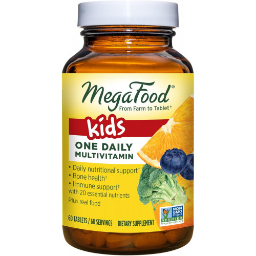 MegaFood Kids One Daily - Вітаміни для дітей - З вітаміном B, вітаміном C, вітаміном D і цинком - Добавка для здоров'я кісток і підтримки імунітету - Без ГМО, вегетаріанська, виготовлена без 9 харчових алергенів - 60 міні-таблеток MegaFood Kids One Daily - Вітаміни для дітей - З вітаміном B, вітаміном C, вітаміном D і цинком - Добавка для здоров'я кісток і підтримки імунітету - Без ГМО, вегетаріанська, виготовлена без 9 харчових алергенів - 60 міні-таблеток