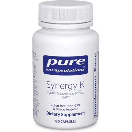 Pure Encapsulations Synergy K - з вітамінами K1, K2 і D3 - Підтримує кістки, кровоносні судини, еластичність судин і використання кальцію* - Включає холекальциферол - Без глютену та без ГМО - 180 капсул Pure Encapsulations Synergy K - з вітамінами K1, K2 і D3 - Підтримує кістки, кровоносні судини, еластичність судин і використання кальцію* - Включає холекальциферол - Без глютену та без ГМО - 180 капсул