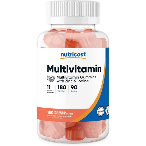 Мультивітамінні цукерки Nutricost 180 цукерок (гумки зі змішаним ягідним смаком) - 90 порцій, без глютену, без ГМО та для вегетаріанців Мультивітамінні цукерки Nutricost 180 цукерок (гумки зі змішаним ягідним смаком) - 90 порцій, без глютену, без ГМО та для вегетаріанців