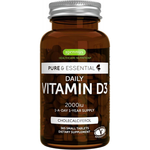Pure & Essential Daily Vegetarian Vitamin D3 2000 МО, холекальциферол, 365 маленьких таблеток, 1-A-Day, 1-Year Supply, Igennus Pure & Essential Daily Vegetarian Vitamin D3 2000 МО, холекальциферол, 365 маленьких таблеток, 1-A-Day, 1-Year Supply, Igennus