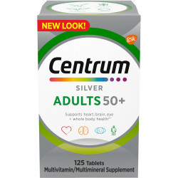 Centrum Silver Multivitamin for Adults 50 Plus, мультивітамінна/мультімінеральна добавка, вітамін D3, вітаміни групи В, без глютену, інгредієнти без ГМО, підтримує пам’ять і пізнання у літніх людей - 125 Ct