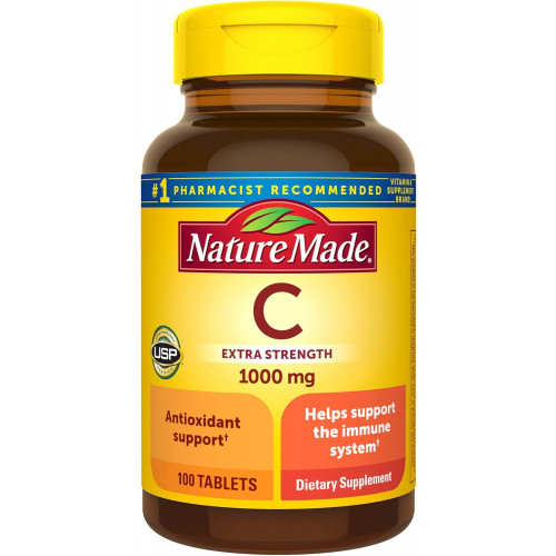 Nature Made Extra Strength Vitamin C 1000 мг, дієтична добавка для підтримки імунітету, 100 таблеток, запас на 100 днів Nature Made Extra Strength Vitamin C 1000 мг, дієтична добавка для підтримки імунітету, 100 таблеток, запас на 100 днів