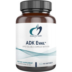 Designs for Health ADK Evail - 5000 МО VIT D3 з вітамінами A, E (Аннато гамма-дельта-токотрієноли), K (K1 + K2) - Жиророзчинний комплекс вітаміну D - Підтримка кісток і імунітету - Без ГМО (60 капсул)