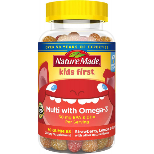 Nature Made First Multivitamin with Omega-3, Vitamins and Minerals for Nutritional Support, 70 Kids Gummies Nature Made First Multivitamin with Omega-3, Vitamins and Minerals for Nutritional Support, 70 Kids Gummies