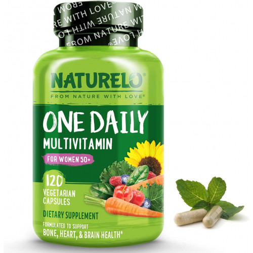 NATURELO One Daily Multivitamin для жінок 50+ (без заліза) - Підтримка менопаузи для жінок старше 50 - Цільна харчова добавка - Без ГМО - Без сої - 120 капсул - Запас на 4 місяці NATURELO One Daily Multivitamin для жінок 50+ (без заліза) - Підтримка менопаузи для жінок старше 50 - Цільна харчова добавка - Без ГМО - Без сої - 120 капсул - Запас на 4 місяці