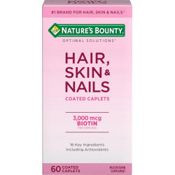 Формула Nature's Bounty Optimal Solutions для волосся, шкіри та нігтів, 3000 мкг біотину, 60 капсул, вкритих оболонкою