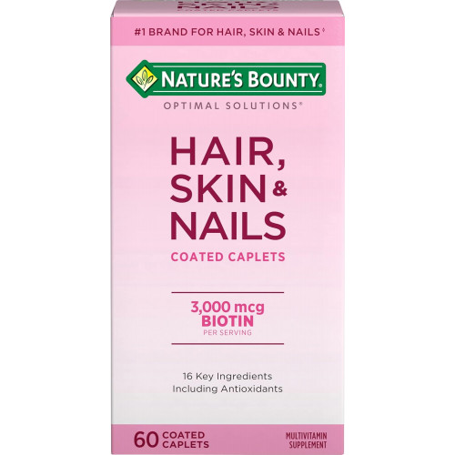 Формула Nature's Bounty Optimal Solutions для волосся, шкіри та нігтів, 3000 мкг біотину, 60 капсул, вкритих оболонкою Формула Nature's Bounty Optimal Solutions для волосся, шкіри та нігтів, 3000 мкг біотину, 60 капсул, вкритих оболонкою
