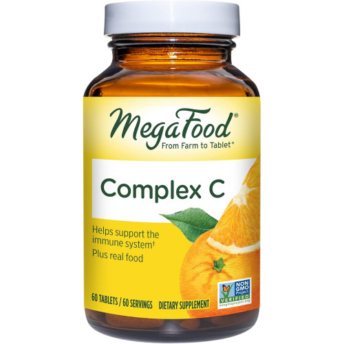 MegaFood Complex C - вегетаріанська добавка для підтримки імунітету з вітаміном С 250 мг, виготовлена зі справжньої їжі, включаючи апельсин, журавлину та коричневий рис, без глютену, кошерна - 60 таблеток, 60 порцій MegaFood Complex C - вегетаріанська добавка для підтримки імунітету з вітаміном С 250 мг, виготовлена зі справжньої їжі, включаючи апельсин, журавлину та коричневий рис, без глютену, кошерна - 60 таблеток, 60 порцій