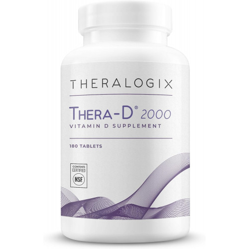 Theralogix Thera-D 2000 Вітамін D добавка - 2000 МО (50 мкг) Вітамін D3 в таблетках - 180-денний запас - Добавка для підтримки імунітету для жінок і чоловіків - сприяє здоров'ю кісток і серця - NSF сертифіковано -180 таблеток Theralogix Thera-D 2000 Вітамін D добавка - 2000 МО (50 мкг) Вітамін D3 в таблетках - 180-денний запас - Добавка для підтримки імунітету для жінок і чоловіків - сприяє здоров'ю кісток і серця - NSF сертифіковано -180 таблеток