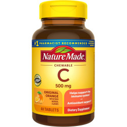 Nature Made Chewable Vitamin C 500 мг, дієтична добавка для підтримки імунітету, 60 таблеток, запас на 60 днів