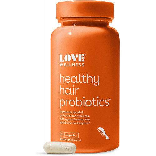 Love Wellness Healthy Hair Probiotics | Підтримуйте ріст волосся завдяки біотину та вітамінам В12 і В6 | Добавка для здорової шкіри голови та більш густого, повного волосся | Безпечний і ефективний | 30 капсул Love Wellness Healthy Hair Probiotics | Підтримуйте ріст волосся завдяки біотину та вітамінам В12 і В6 | Добавка для здорової шкіри голови та більш густого, повного волосся | Безпечний і ефективний | 30 капсул
