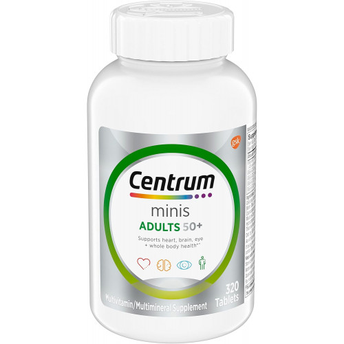 Centrum Minis Silver Multivitamin Tablet for Adults 50 Plus, мультимінеральна добавка, вітамін D3, вітаміни групи B, без глютену, інгредієнти без ГМО, підтримує пам’ять і когнітивні здібності у літніх людей - 320 Ct Centrum Minis Silver Multivitamin Tablet for Adults 50 Plus, мультимінеральна добавка, вітамін D3, вітаміни групи B, без глютену, інгредієнти без ГМО, підтримує пам’ять і когнітивні здібності у літніх людей - 320 Ct