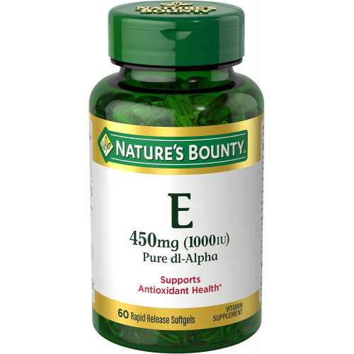 Nature's Bounty Вітамін Е, 1000 МО м’яких капсул, підтримує антиоксидантне здоров’я та імунну систему, 1 упаковка, 60 м’яких капсул Nature's Bounty Вітамін Е, 1000 МО м’яких капсул, підтримує антиоксидантне здоров’я та імунну систему, 1 упаковка, 60 м’яких капсул
