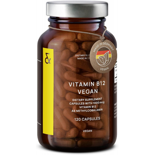 CLAV® Methylcobalamin B12 1000 мкг - Веганська добавка преміум-класу з вітаміном B12 для пам'яті та когнітивного здоров'я - 120 капсул (запас на 4 місяці) - Вироблено в Німеччині CLAV® Methylcobalamin B12 1000 мкг - Веганська добавка преміум-класу з вітаміном B12 для пам'яті та когнітивного здоров'я - 120 капсул (запас на 4 місяці) - Вироблено в Німеччині