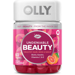 OLLY Undeniable Beauty Gummy, для волосся, шкіри, нігтів, біотину, вітаміну С, кератину, жувальна добавка, грейпфрут, 30-денний запас - 60 шт.
