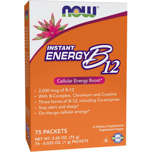 Добавки NOW, Instant Energy B-12 (2000 мкг B-12 в упаковці), Cellular Energy Boost*, 75 пакетів Добавки NOW, Instant Energy B-12 (2000 мкг B-12 в упаковці), Cellular Energy Boost*, 75 пакетів
