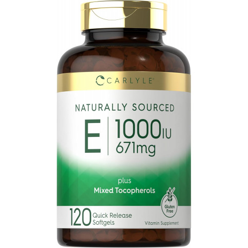Carlyle Vitamin E Plus Mixed Tocopherols | 1000 МО (671 мг) | 120 капсул | Формула без ГМО та глютену | Природна добавка вітаміну Е Carlyle Vitamin E Plus Mixed Tocopherols | 1000 МО (671 мг) | 120 капсул | Формула без ГМО та глютену | Природна добавка вітаміну Е