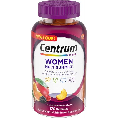 Centrum MultiGummies Gummy Multivitamin for Women, мультивітамінна/мультімінеральна добавка з вітаміном D3, вітамінами групи В та антиоксидантами, фруктовим смаком – 170 шт.