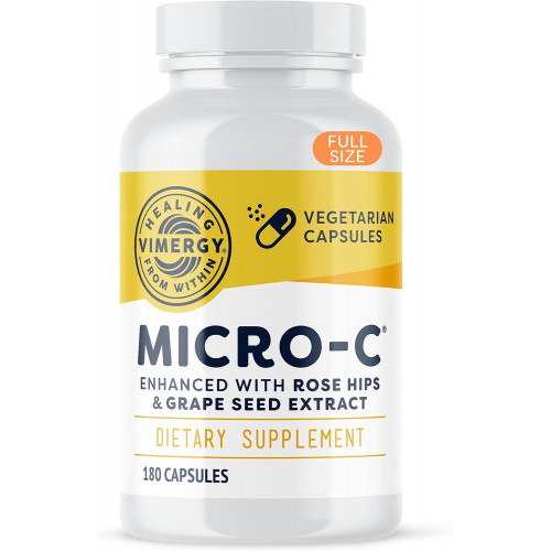 Капсули Vimergy Micro-C®, 180 порцій – 500 мг повністю натурального буферного вітаміну С з плодами шипшини, рутином, виноградними кісточками та екстрактом фруктів ацероли – антиоксидант – підтримує здорову імунну систему та здоров’я шкіри Капсули Vimergy Micro-C®, 180 порцій – 500 мг повністю натурального буферного вітаміну С з плодами шипшини, рутином, виноградними кісточками та екстрактом фруктів ацероли – антиоксидант – підтримує здорову імунну систему та здоров’я шкіри
