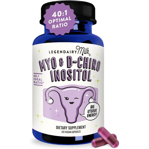 Legendairy Milk Pure Inositol Supplement - Myo -Inositol and D-Chiro Inositol Supplement - Ідеальне співвідношення 40:1 - Підтримка яєчників і фертильності для жінок - 30-денний запас