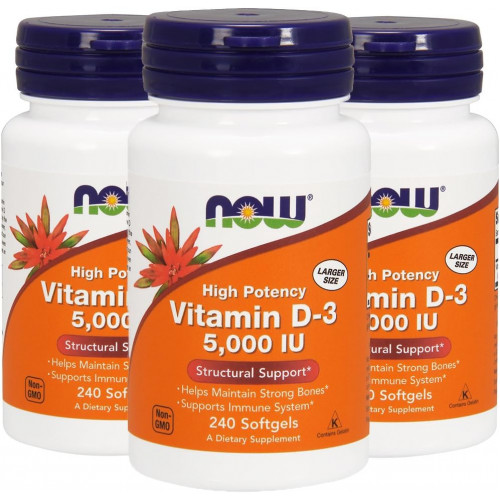Now Vitamin D-3 5000 МО, 240 м’яких капсул, упаковка по 3 шт Now Vitamin D-3 5000 МО, 240 м’яких капсул, упаковка по 3 шт