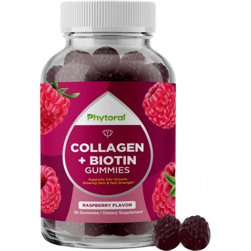 Phytoral Extra Strength Biotin and Collagen Gummies - Hair Skin Gummies and Nails Gummies для жінок - Biotin Gummies з колагеном для волосся, шкіри та нігтів - Biotin and Collagen Gummies для жінок - 90 штук Phytoral Extra Strength Biotin and Collagen Gummies - Hair Skin Gummies and Nails Gummies для жінок - Biotin Gummies з колагеном для волосся, шкіри та нігтів - Biotin and Collagen Gummies для жінок - 90 штук
