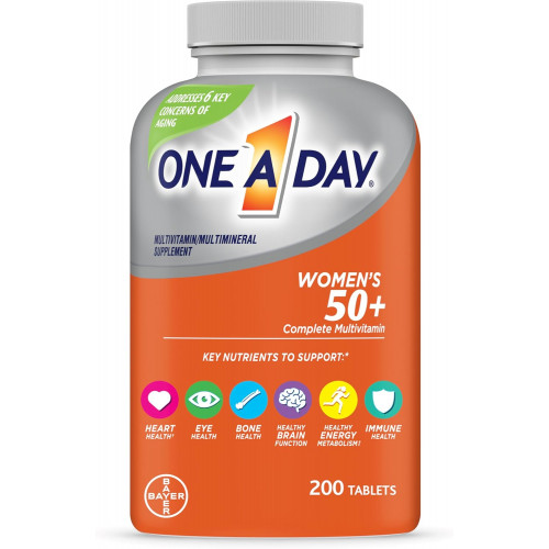 Таблетка мультивітамінів One A Day для жінок 50+, полівітаміни для жінок з вітамінами A, C, D, E та цинком для підтримки імунного здоров’я*, кальцієм тощо, 200 шт. Таблетка мультивітамінів One A Day для жінок 50+, полівітаміни для жінок з вітамінами A, C, D, E та цинком для підтримки імунного здоров’я*, кальцієм тощо, 200 шт.