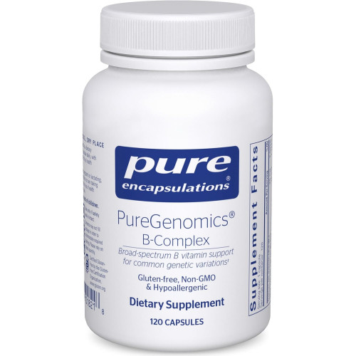 Pure Encapsulations PureGenomics B-Complex - підтримка вітамінів B широкого спектру для генетичної експресії, клітинної функції, виробництва гормонів і енергетичного метаболізму* - з капсулами вітаміну B12 і B6-120 Pure Encapsulations PureGenomics B-Complex - підтримка вітамінів B широкого спектру для генетичної експресії, клітинної функції, виробництва гормонів і енергетичного метаболізму* - з капсулами вітаміну B12 і B6-120