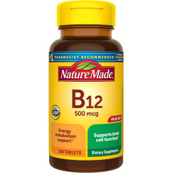 Nature Made Vitamin B12 500 мкг, дієтична добавка для підтримки енергетичного обміну, 200 таблеток, запас на 200 днів