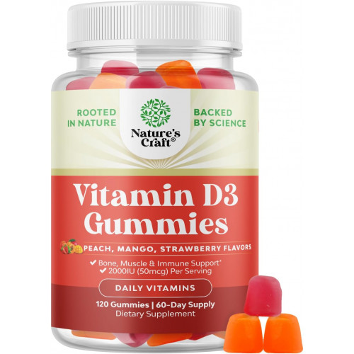 Вітамін D3 Gummies для щоденного оздоровлення - смачні вітаміни D для дорослих з вітаміном D3 2000 МО на порцію кісткових м’язів та імунної підтримки - без ГМО желатину та без глютену (60 днів живлення) Вітамін D3 Gummies для щоденного оздоровлення - смачні вітаміни D для дорослих з вітаміном D3 2000 МО на порцію кісткових м’язів та імунної підтримки - без ГМО желатину та без глютену (60 днів живлення)