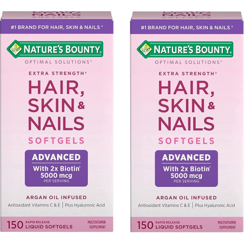 М’які гелі Nature's Bounty для волосся, шкіри та нігтів зі швидким вивільненням, вітамінна добавка з аргановим вмістом, біотином і гіалуроновою кислотою, підтримує здоров’я волосся, шкіри та нігтів для жінок, 150 штук (упаковка з 2 шт.) М’які гелі Nature's Bounty для волосся, шкіри та нігтів зі швидким вивільненням, вітамінна добавка з аргановим вмістом, біотином і гіалуроновою кислотою, підтримує здоров’я волосся, шкіри та нігтів для жінок, 150 штук (упаковка з 2 шт.)