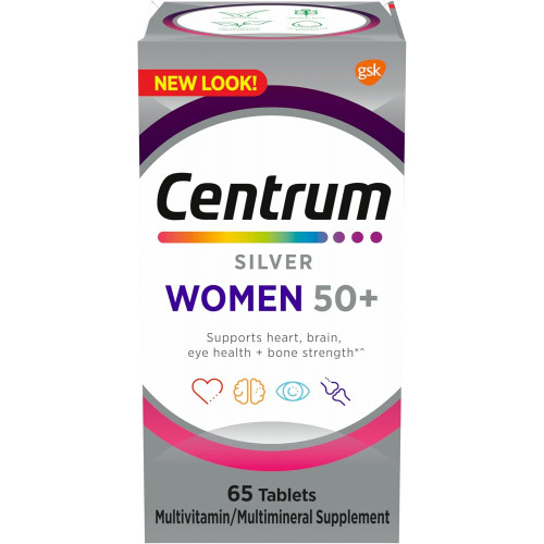 Centrum Silver Women's Multivitamin for Women 50 Plus, мультивітамінна/мультімінеральна добавка з вітаміном D3, вітамінами групи B, інгредієнтами без ГМО, підтримує пам'ять і когнітивні здібності у літніх людей - 65 Ct Centrum Silver Women's Multivitamin for Women 50 Plus, мультивітамінна/мультімінеральна добавка з вітаміном D3, вітамінами групи B, інгредієнтами без ГМО, підтримує пам'ять і когнітивні здібності у літніх людей - 65 Ct