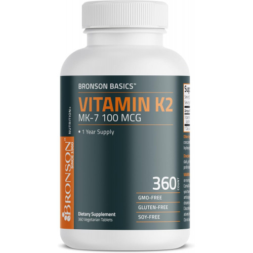Вітамін Bronson K2 MK-7 100 MCG, K2 як MK7 Menaquinone, Bone Support 1 Year Supply, 360 Tablets Вітамін Bronson K2 MK-7 100 MCG, K2 як MK7 Menaquinone, Bone Support 1 Year Supply, 360 Tablets