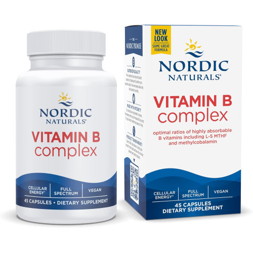 Nordic Naturals Vitamin B Complex - 45 капсул Тіамін, рибофлавін, ніацин, B6 і B12, фолієва кислота, біотин, пантотенова кислота Серце Здоров'я мозку, енергія, метаболізм Порції без ГМО Nordic Naturals Vitamin B Complex - 45 капсул Тіамін, рибофлавін, ніацин, B6 і B12, фолієва кислота, біотин, пантотенова кислота Серце Здоров'я мозку, енергія, метаболізм Порції без ГМО
