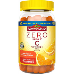 Жувальні цукерки Nature Made Zero Sugar Gummies, 250 мг на порцію, підтримка імунітету та антиоксидантів, 100 жуйкових цукерок без цукру, запас на 50 днів