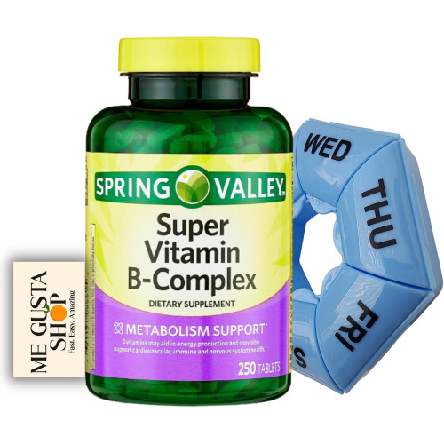 Дієтична добавка Spring Valley Super Vitamin B-Complex Tablets, 250 штук (упаковка 01) + наклейка Me Gustas Дієтична добавка Spring Valley Super Vitamin B-Complex Tablets, 250 штук (упаковка 01) + наклейка Me Gustas