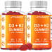 Vitamatic 2 Pack Vitamin D3 K2 Gummies - 60 Counts - Підтримує здорові кістки, серце і кальцій, засвоєння кальцію та здоров'я імунітету - На рослинній основі, без ГМО, без глютену Vitamatic 2 Pack Vitamin D3 K2 Gummies - 60 Counts - Підтримує здорові кістки, серце і кальцій, засвоєння кальцію та здоров'я імунітету - На рослинній основі, без ГМО, без глютену