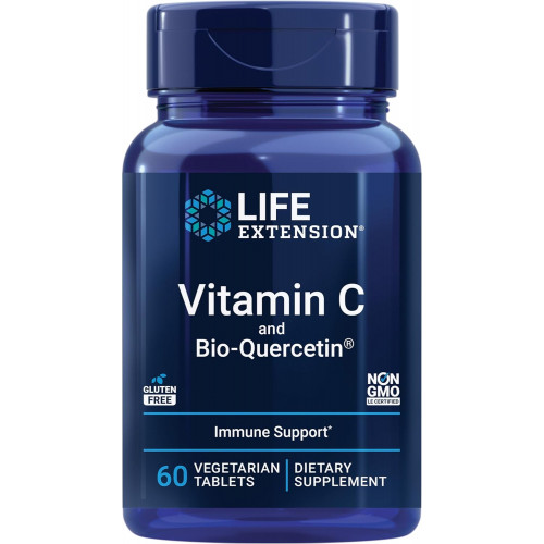 Life Extension Vitamin C and Bio-Quercetin®, добавка для здоров’я серцево-судинної системи, підтримка імунітету, добре засвоювана, кверцетин, вітамін C, без глютену, без ГМО, вегетаріанська, 60 таблеток Life Extension Vitamin C and Bio-Quercetin®, добавка для здоров’я серцево-судинної системи, підтримка імунітету, добре засвоювана, кверцетин, вітамін C, без глютену, без ГМО, вегетаріанська, 60 таблеток