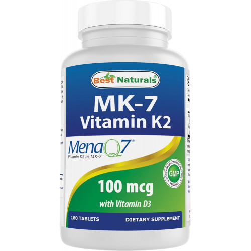 Best Naturals Vitamin K2 (MK7) with D3 Supplement Bone and Heart Health (5000 МО вітаміну D3 & 100 мкг вітаміну K2 MK7), 180 таблеток Best Naturals Vitamin K2 (MK7) with D3 Supplement Bone and Heart Health (5000 МО вітаміну D3 & 100 мкг вітаміну K2 MK7), 180 таблеток