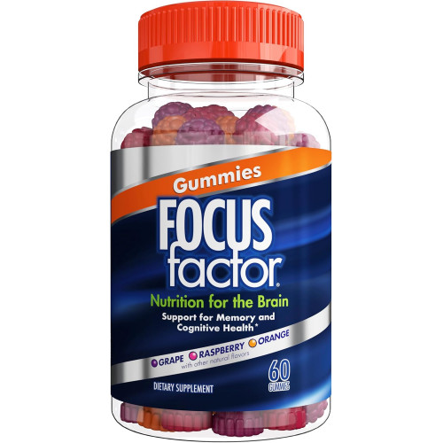 Focus Factor Nootropic Gummies, Memory Supplement for Brain, Phosphatidylserine, Bacopa, Huperzine A, 60 Count