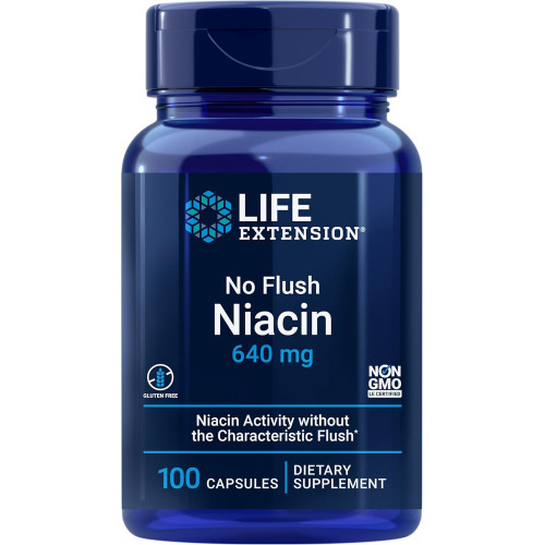 Life Extension No Flush Niacin, B3 для здоров’я серця, холестерину та підтримки енергії, без ГМО, без глютену, 100 капсул Life Extension No Flush Niacin, B3 для здоров’я серця, холестерину та підтримки енергії, без ГМО, без глютену, 100 капсул
