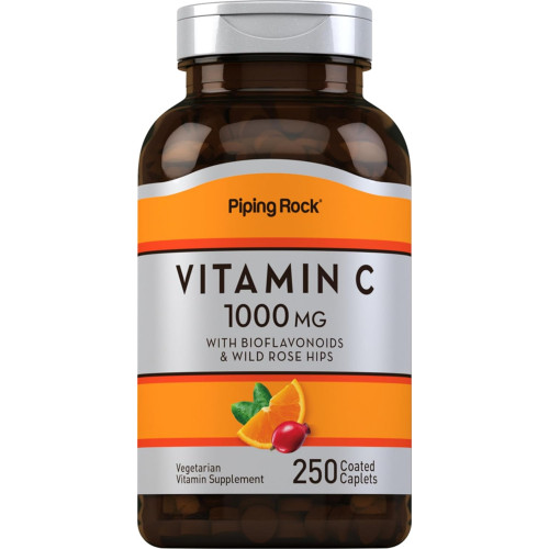 Piping Rock Vitamin C 1000 мг | 250 капсул | з біофлавоноїдами та шипшиною | Вегетаріанська добавка без ГМО, без глютену Piping Rock Vitamin C 1000 мг | 250 капсул | з біофлавоноїдами та шипшиною | Вегетаріанська добавка без ГМО, без глютену