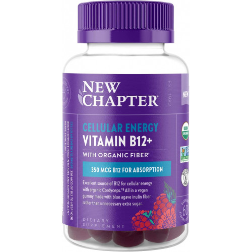 New Chapter® Organic Vitamin B12+ Gummies – 44% менше цукру§, USDA Organic Vegan B12, два щоденних цукерки для підтримки клітинної енергії з кордицепсом, без ГМО, без глютену, зі смаком малини, 60 каратів New Chapter® Organic Vitamin B12+ Gummies – 44% менше цукру§, USDA Organic Vegan B12, два щоденних цукерки для підтримки клітинної енергії з кордицепсом, без ГМО, без глютену, зі смаком малини, 60 каратів